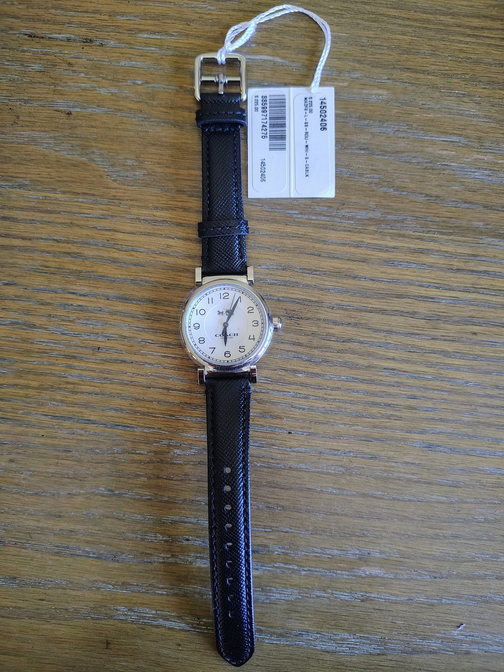 NWT Coach Madison Women's Black Leather Watch White Dial 14502406